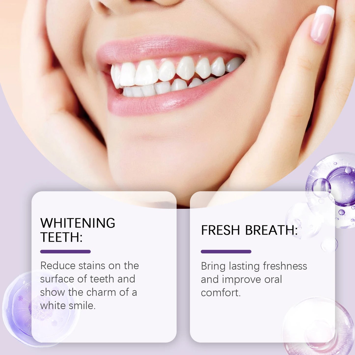 Oralhoe 50g Purple Teeth Bleaching Powder Improve Bad Breath Reduce Plaque Stain Oral Hygiene Care Clean Teeth Whitening Powder