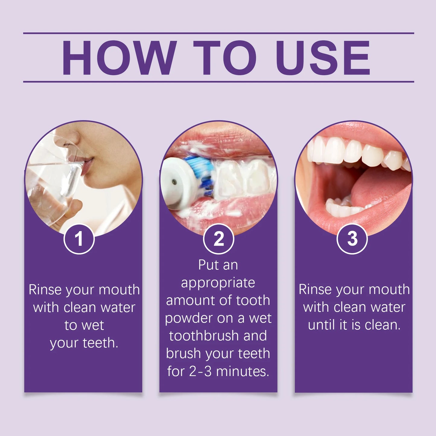 Oralhoe 50g Purple Teeth Bleaching Powder Improve Bad Breath Reduce Plaque Stain Oral Hygiene Care Clean Teeth Whitening Powder